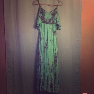 Teal and Blue Tye Dye Maxi Dress